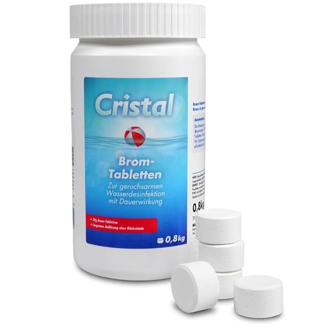 Pastilles de brome Cristal de vingt grammes en boîte de huit cents grammes pour bassins et bains à remous