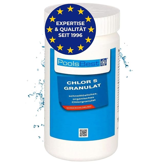 Granulé PoolsBest Chlor S à 56 pour cent de chlore actif organique avec un gobelet doseur