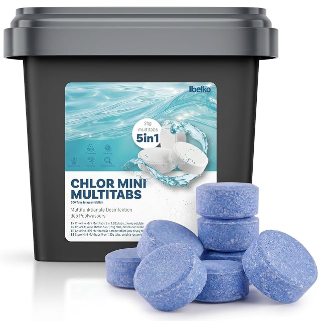 Pastilles multifonctions de chlore BELKO 5 en 1 de vingt grammes, conditionnement de cinq kilogrammes