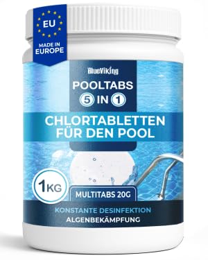 Pastilles multifonctions de chlore BlueViking 5 en 1 de vingt grammes en conditionnement d’un kilogramme