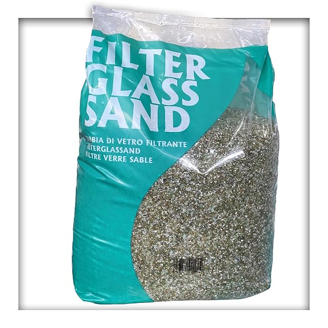 Sac de vingt kilogrammes de verre filtrant de bassin Kieskönig, granulométrie de 0,4 à 1,6 millimètre