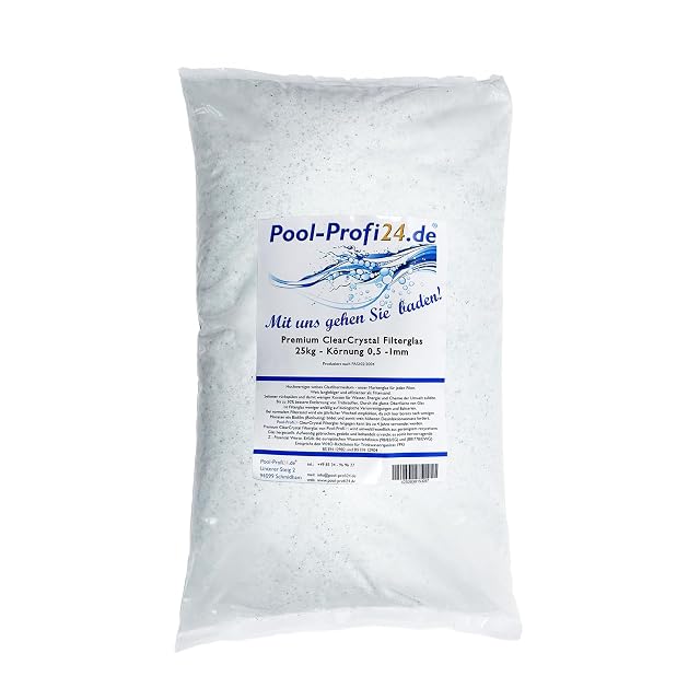 Verre filtrant Pool-Profi24.de Premium Clear Crystal, 25 kilogrammes en 0,5 à 1,0 millimètre