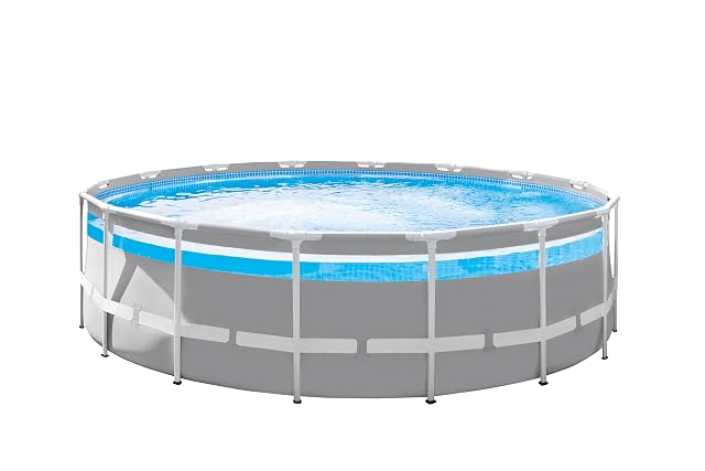 Grand bassin rond Steinbach Frame Pool Set Panorama avec une bande vitrée qui fait le tour de la paroi, 488 cm de diamètre