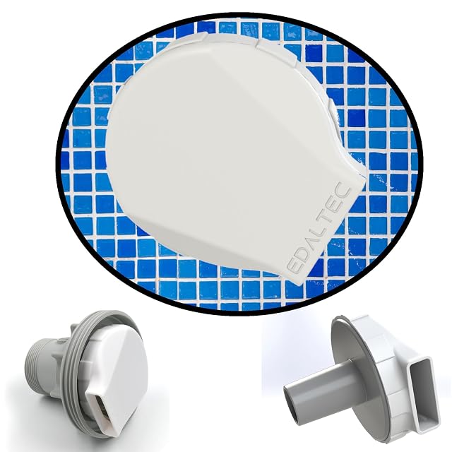 Buse de refoulement de bassin edaltec imprimée en 3D, blanche et de profil très plat, pour brides Intex et Bestway