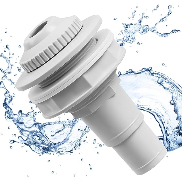 Pièce de refoulement de bassin mizikuu blanche à buse à rotule orientable et queue pour tuyau de 32/38 mm