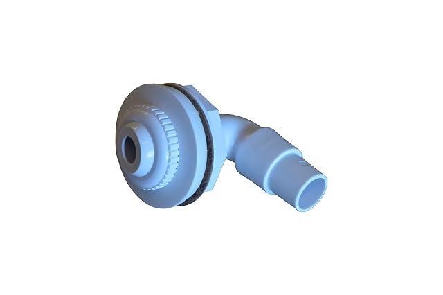 Pièce de refoulement de bassin SPIRATO blanche à coude de quatre-vingt-dix degrés et raccord à serrage pour tuyau de 32 à 38 mm
