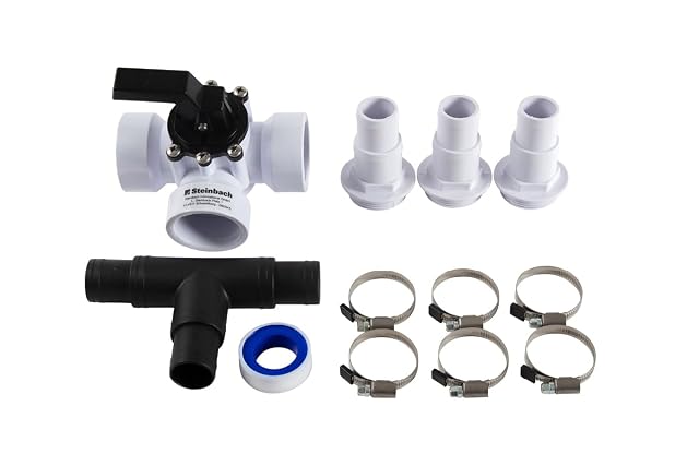 Kit de vanne de bypass trois voies Steinbach avec té, embouts de tuyau, colliers et ruban PTFE