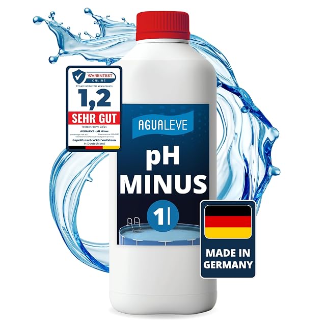 pH Moins liquide AGUALEVE en flacon d’un litre pour bassins et bains à remous