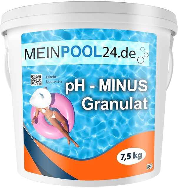 Granulé réducteur de pH Meinpool24.de en conditionnement de sept kilos et demi pour bassins