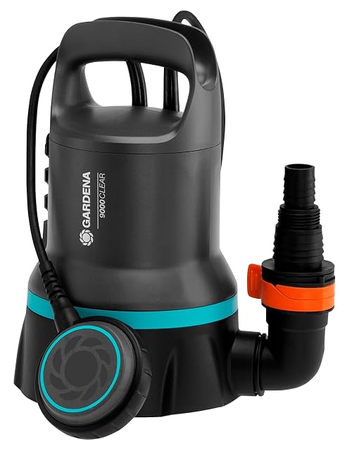 Pompe submersible pour eaux claires Gardena 9000, avec capot en acier inoxydable et raccord rapide