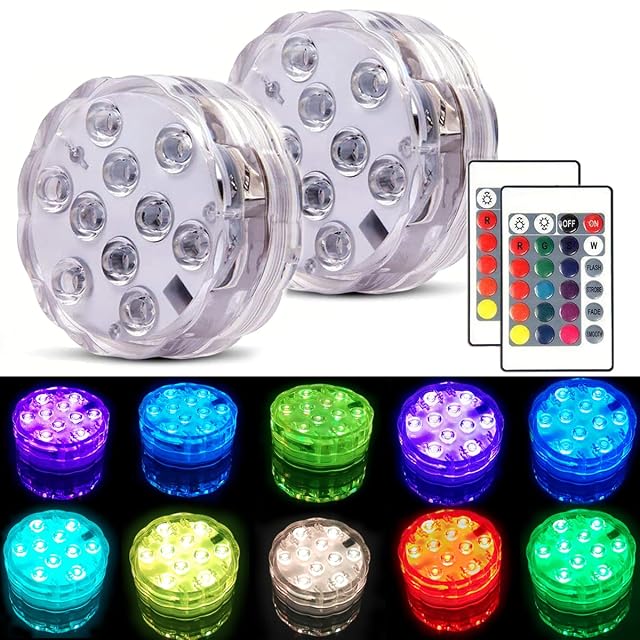Deux lampes de piscine flottantes Anziner à LED RGB, avec leur télécommande