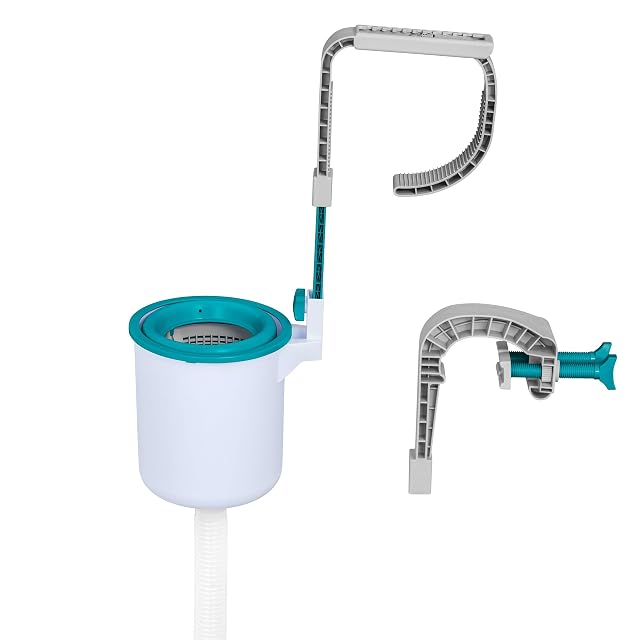 Skimmer de surface suspendu Bestway Flowclear clipsé par-dessus la paroi d’un bassin à armature
