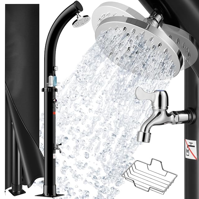 Douche solaire courbe Monzana BOW avec réservoir de 20 litres et pomme de pluie