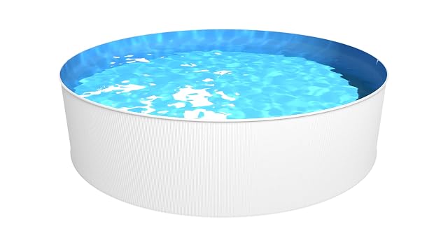 Bassin à paroi d’acier blanc Steinbach New Splasher Secure avec liner intérieur bleu et échelle de sécurité