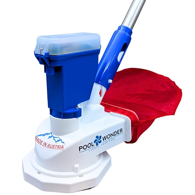 Nettoyeur de piscine sans fil Poolwonder V2, à tête d’aspiration de 13,5 cm, sur un manche à segments de 205 cm