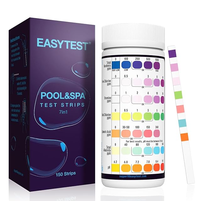 Bandelettes de test 7 en 1 EASYTEST pour bassin et spa, 150 dans un flacon